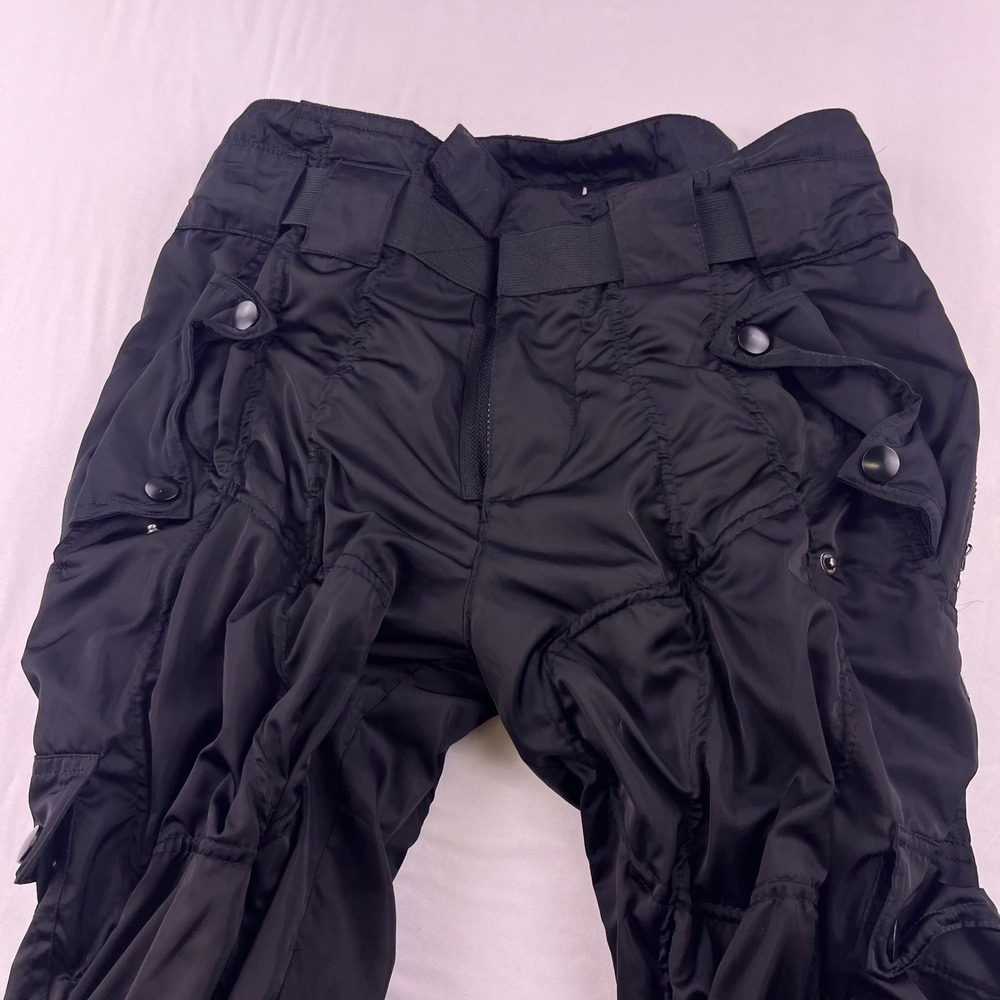 MNML Black Satin Wired Cargo Pants Mens Medium Ruched Tactical Techwear Zippers - Picture 2 of 5